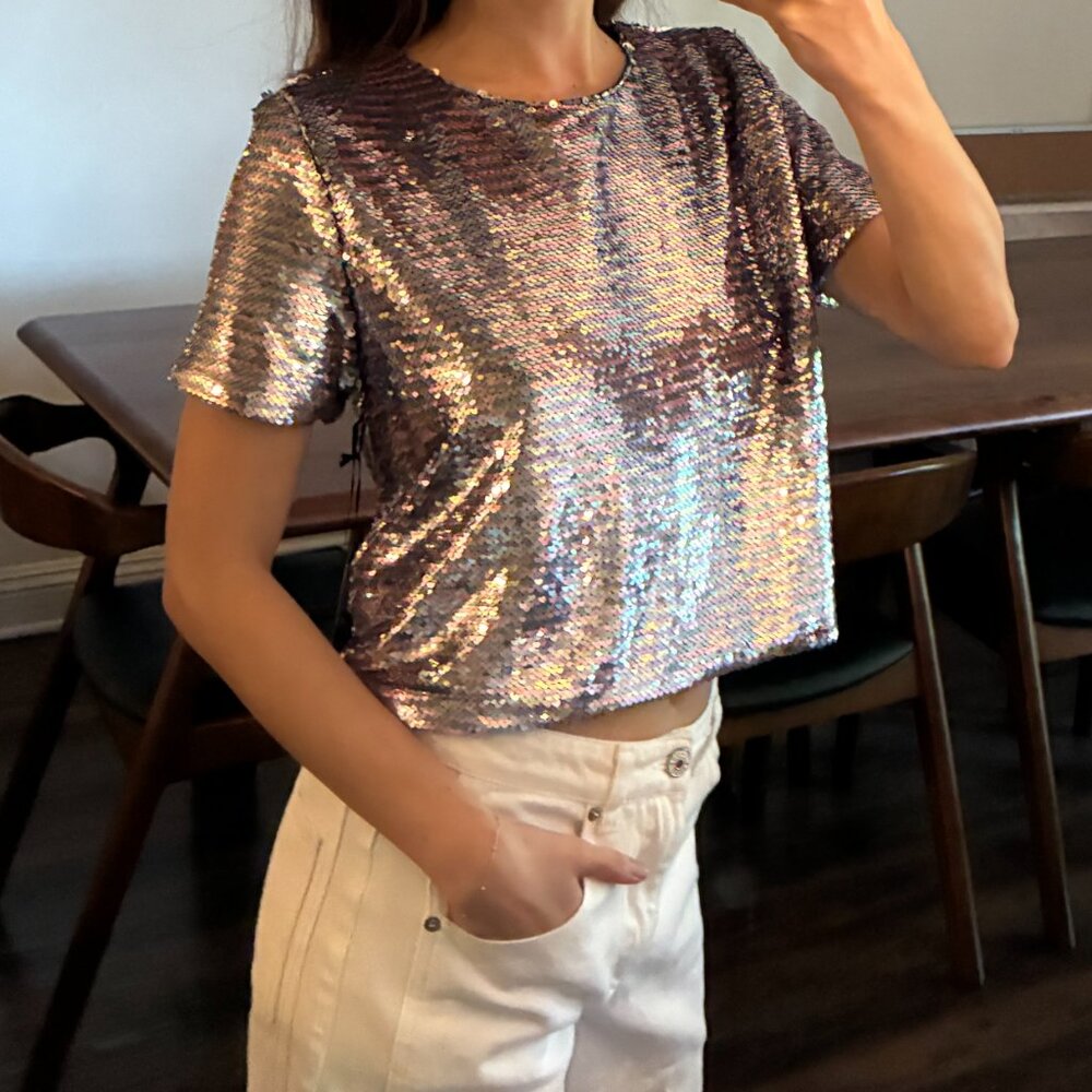 Sequins Boxy Crop Top